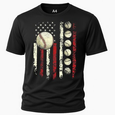 Vintage Baseball American Flag Cooling Performance Crew T-Shirt