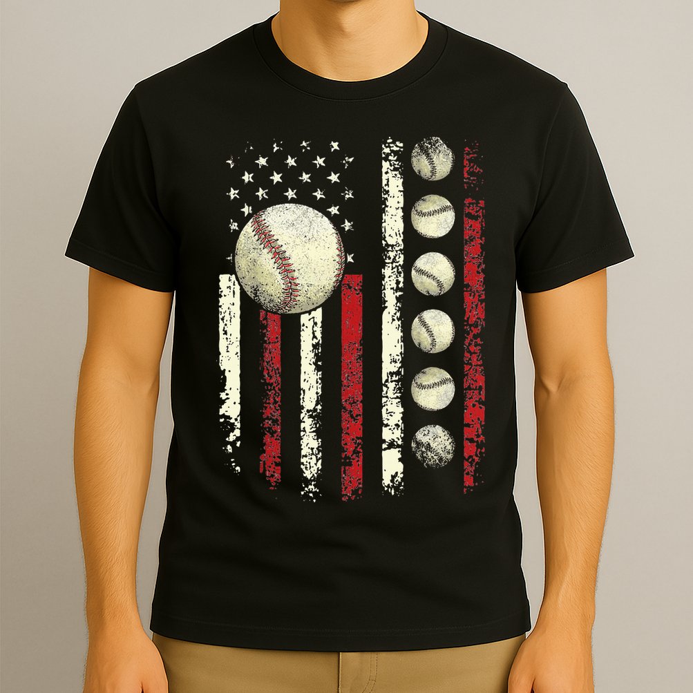 Vintage Baseball American Flag T-Shirt