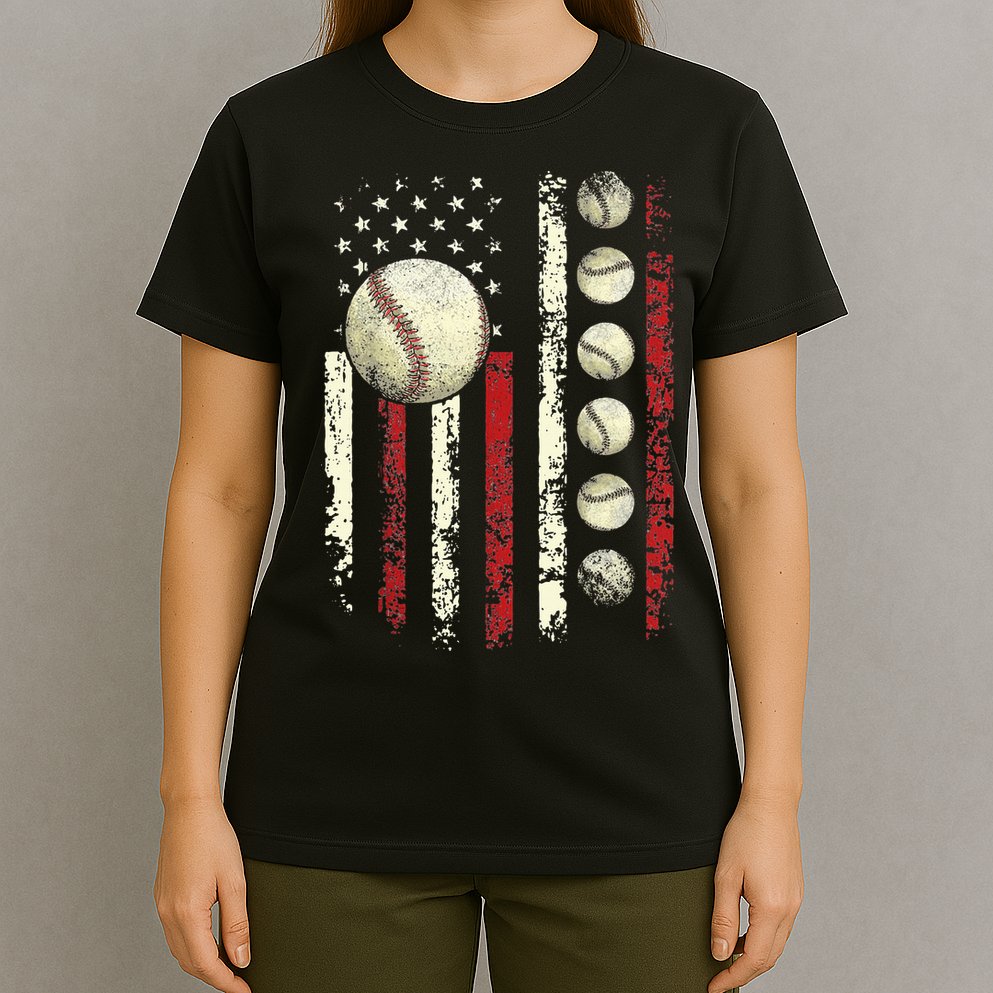 Vintage Baseball American Flag T-Shirt