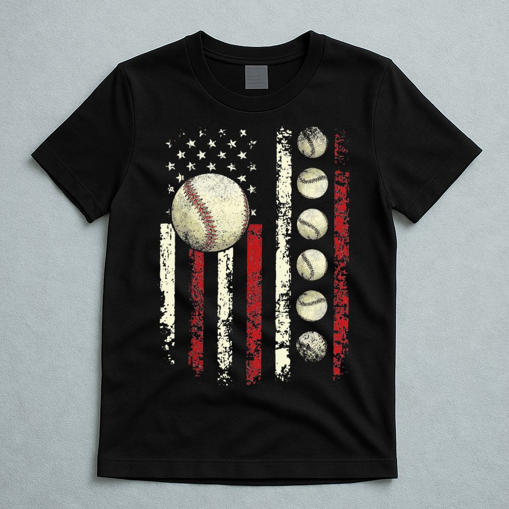 Vintage Baseball American Flag T-Shirt