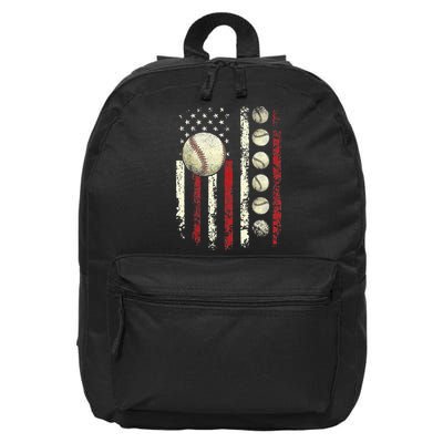 Vintage Baseball American Flag 16 in Basic Backpack