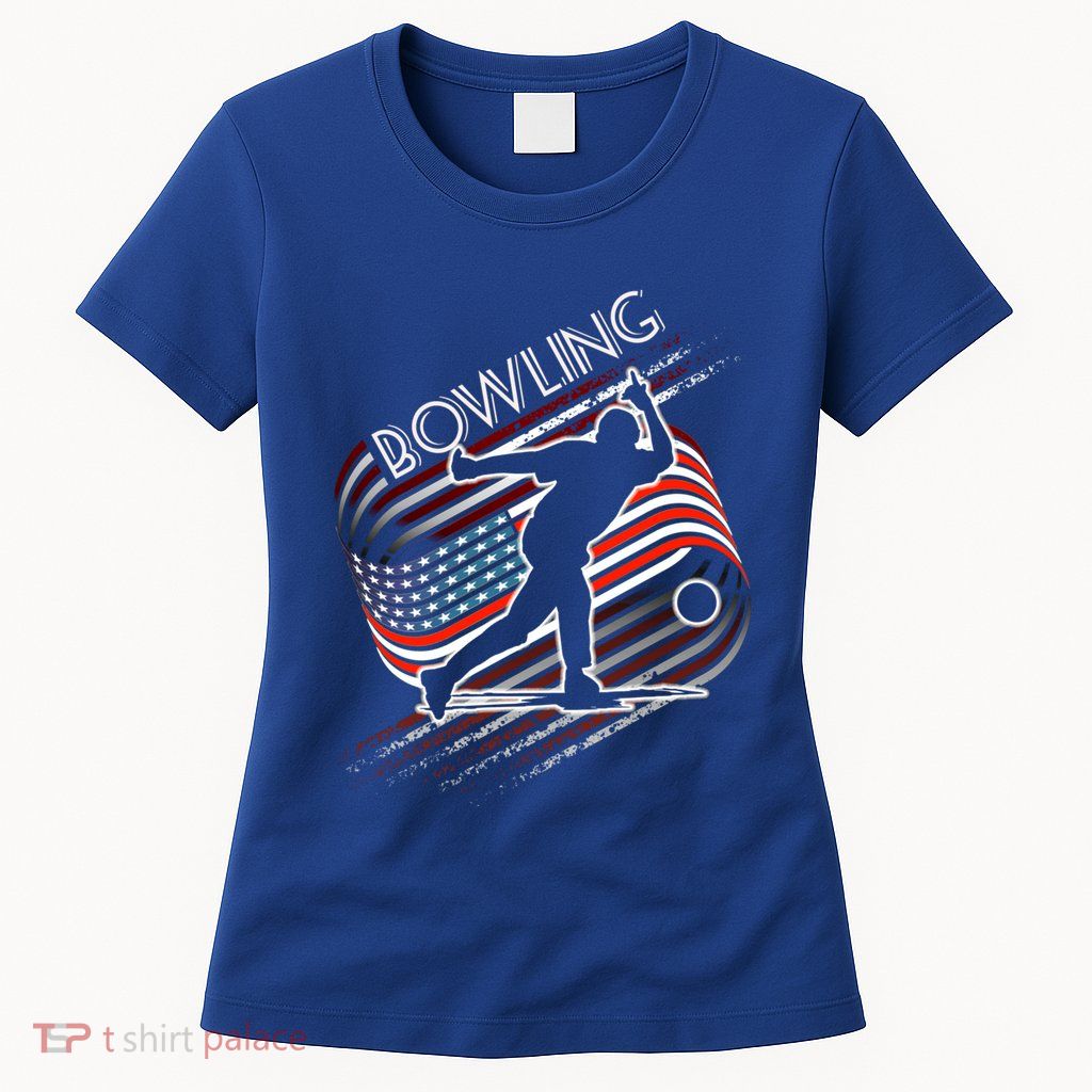 Vintage Bowling American Usa Flag Bowling Gift Women's T-Shirt