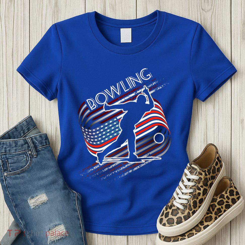 Vintage Bowling American Usa Flag Bowling Gift Women's T-Shirt