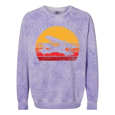 Vintage Biplane Aviator Colorblast Crewneck Sweatshirt