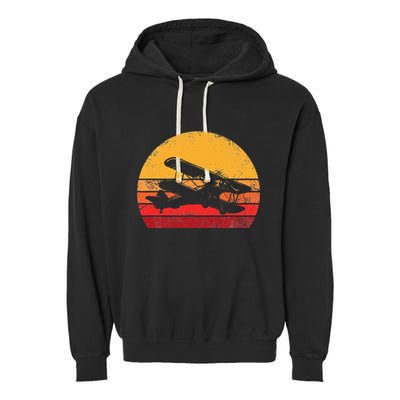 Vintage Biplane Aviator Garment-Dyed Fleece Hoodie