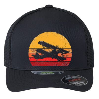 Vintage Biplane Aviator Flexfit Unipanel Trucker Cap