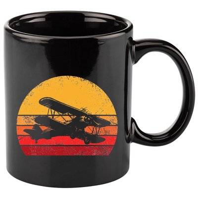 Vintage Biplane Aviator 11oz C Handle Ceramic Mug