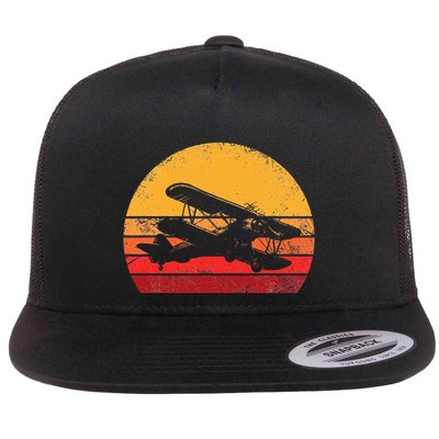 Vintage Biplane Aviator Flatbill Hat