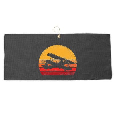 Vintage Biplane Aviator Large Microfiber Waffle Golf Towel