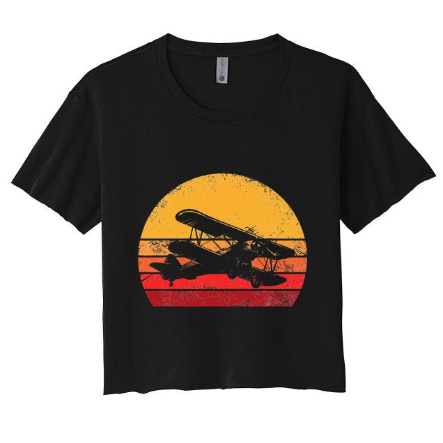 Vintage Biplane Aviator Crop Top