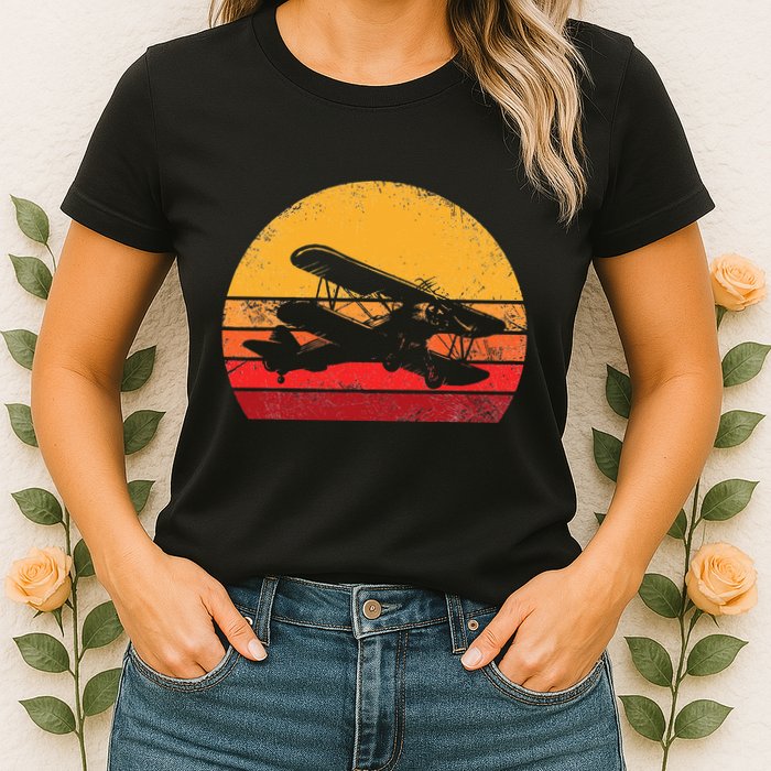 Vintage Biplane Aviator Womens T-Shirt