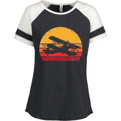 Vintage Biplane Aviator Enza Ladies Jersey Colorblock Tee