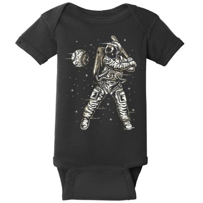 Vintage Baseball Astronaut  Space Baseball Baby Bodysuit