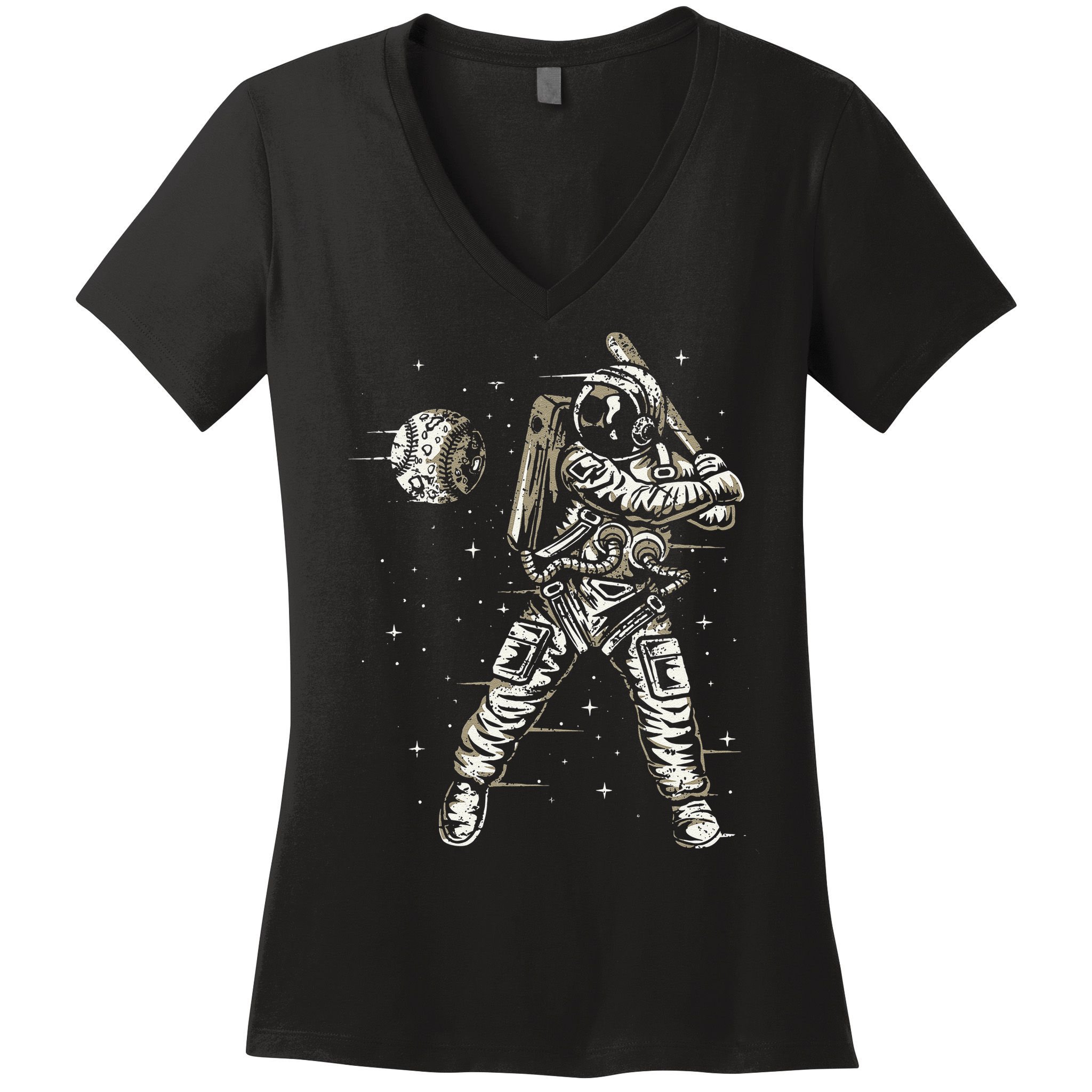 Vintage Baseball Astronaut  Space Baseball Women's V-Neck T-Shirt
