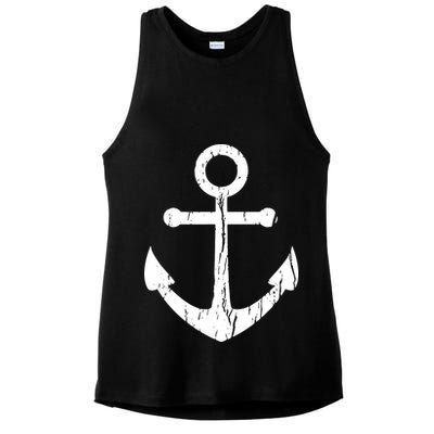 Vintage Boat Anchor Nautical Sailing Ladies PosiCharge Tri-Blend Wicking Tank