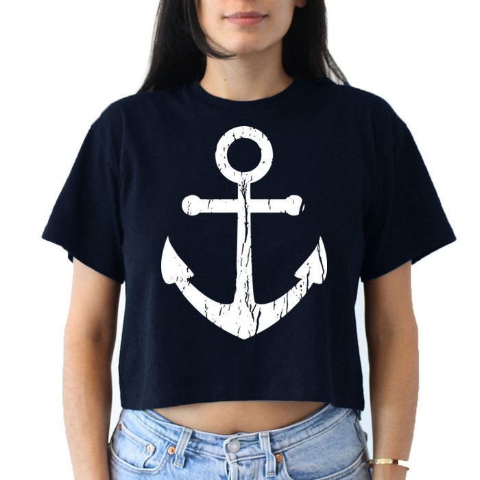 Vintage Boat Anchor Nautical Sailing Crop Top