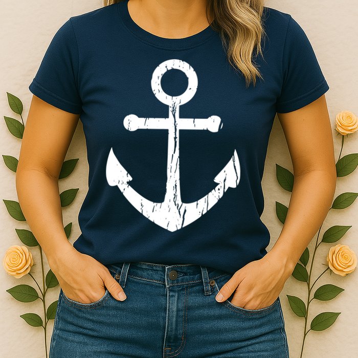 Vintage Boat Anchor Nautical Sailing Womens T-Shirt