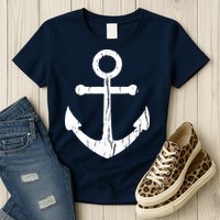 Vintage Boat Anchor Nautical Sailing Womens T-Shirt