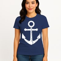Vintage Boat Anchor Nautical Sailing Womens T-Shirt