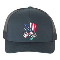 Vintage Bowling American USA Flag Bowling Yupoong Adult 5-Panel Trucker Hat