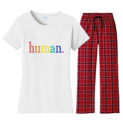 Vintage Be A Good Human Positive Message T Saying Women's Flannel Pajama Set