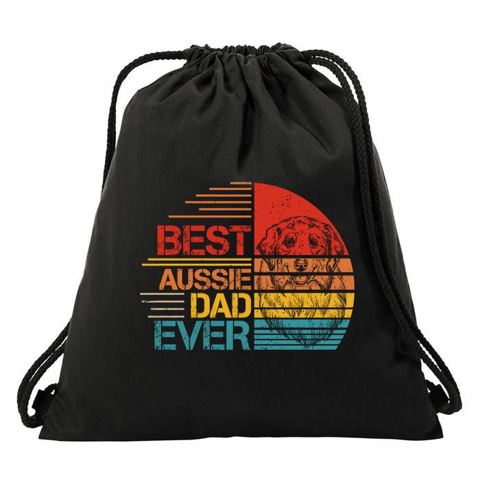 Vintage Best Aussie Dad Ever Australian Shepherd Dad Dog Dad Cool Gift Drawstring Bag