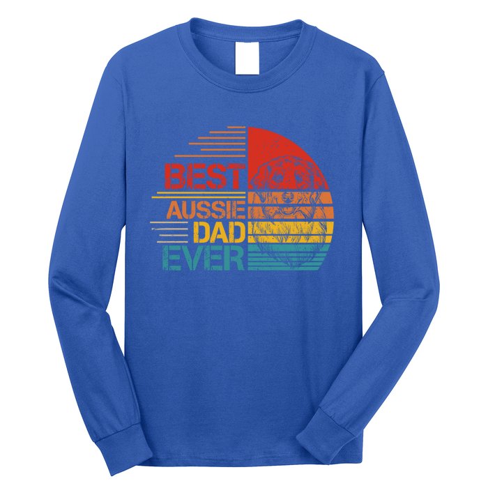 Vintage Best Aussie Dad Ever Australian Shepherd Dad Dog Dad Cool Gift Long Sleeve Shirt