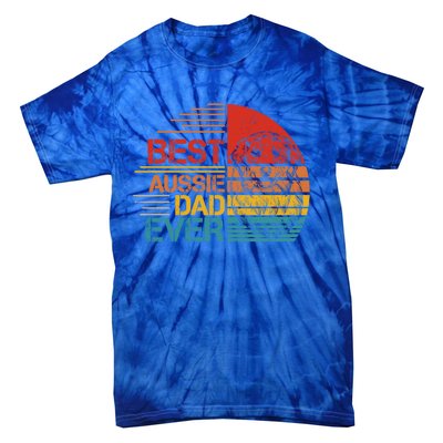 Vintage Best Aussie Dad Ever Australian Shepherd Dad Dog Dad Cool Gift Tie-Dye T-Shirt