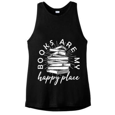 Vintage Books Are My Happy Place Ladies PosiCharge Tri-Blend Wicking Tank