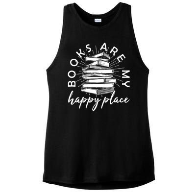 Vintage Books Are My Happy Place Ladies PosiCharge Tri-Blend Wicking Tank