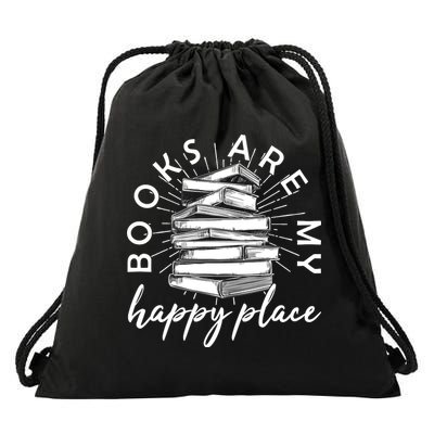 Vintage Books Are My Happy Place Drawstring Bag