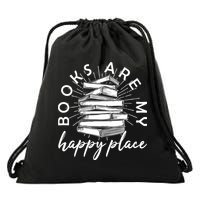 Vintage Books Are My Happy Place Drawstring Bag