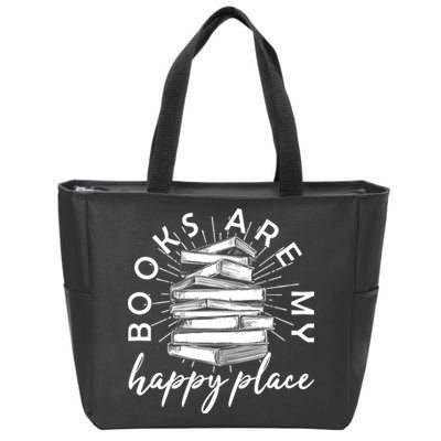 Vintage Books Are My Happy Place Zip Tote Bag
