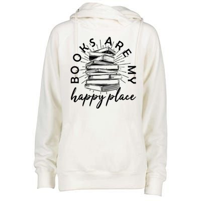 Vintage Books Are My Happy Place Womens Funnel Neck Pullover Hood