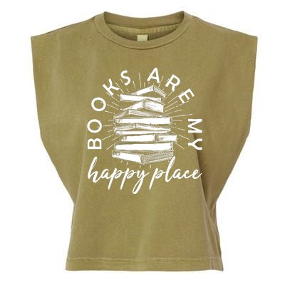 Vintage Books Are My Happy Place Garment-Dyed Women's Muscle Tee