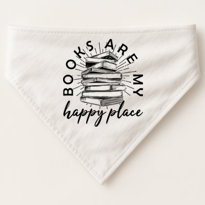 Vintage Books Are My Happy Place USA-Made Doggie Bandana