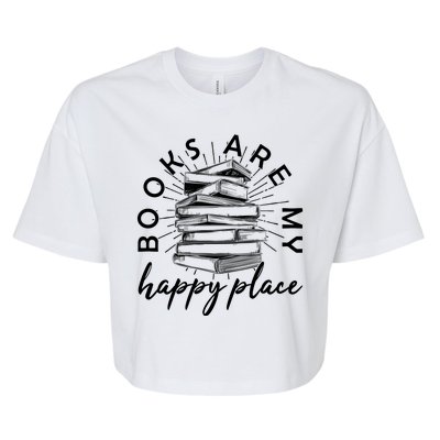 Vintage Books Are My Happy Place Bella+Canvas Jersey Crop Tee