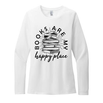 Vintage Books Are My Happy Place Womens CVC Long Sleeve Shirt