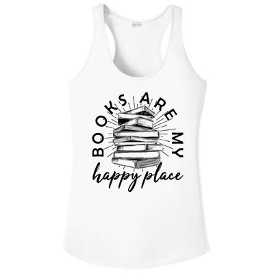 Vintage Books Are My Happy Place Ladies PosiCharge Competitor Racerback Tank