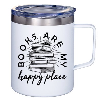Vintage Books Are My Happy Place 12oz Stainless Steel Coffee Mug