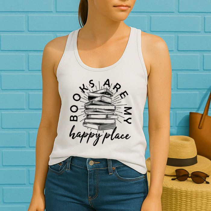 Vintage Books Are My Happy Place Womens Tank Top