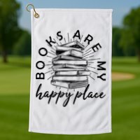 Vintage Books Are My Happy Place Golf Towel