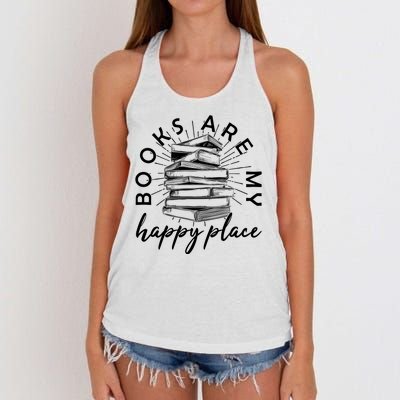 Vintage Books Are My Happy Place Women's Knotted Racerback Tank