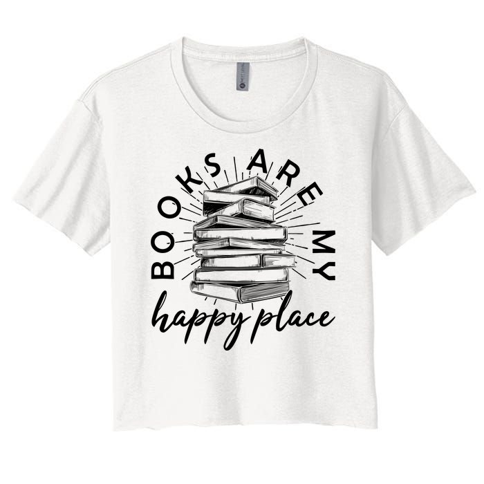 Vintage Books Are My Happy Place Women's Crop Top Tee