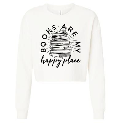 Vintage Books Are My Happy Place Cropped Pullover Crew