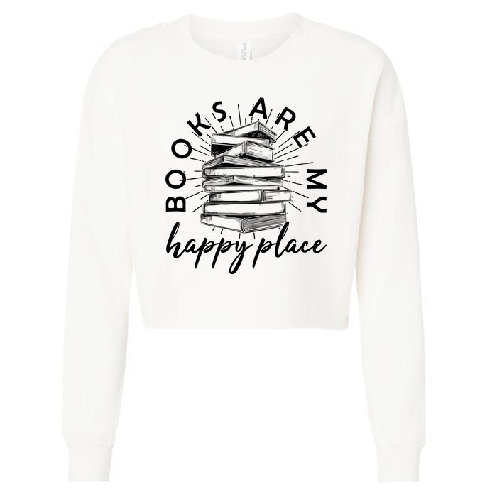 Vintage Books Are My Happy Place Cropped Pullover Crew