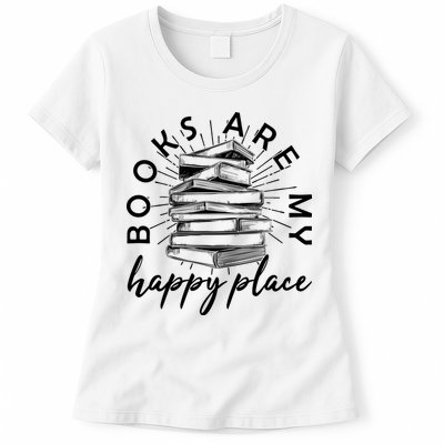 Vintage Books Are My Happy Place Womens T-Shirt