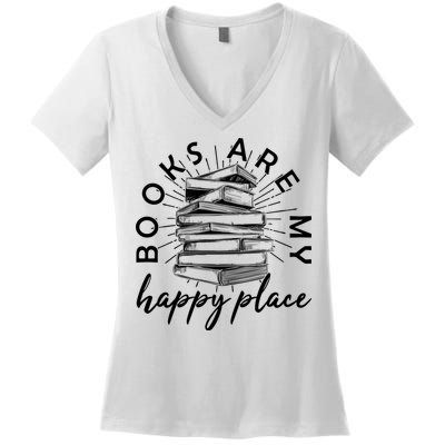 Vintage Books Are My Happy Place Women's V-Neck T-Shirt