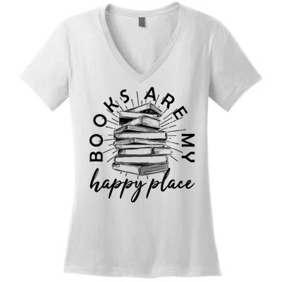 Vintage Books Are My Happy Place Women's V-Neck T-Shirt