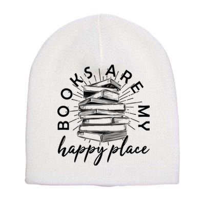 Vintage Books Are My Happy Place Short Acrylic Beanie
